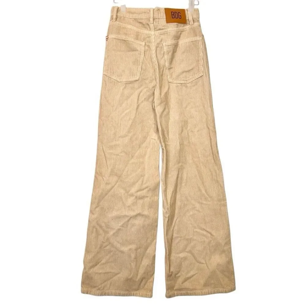 BDG Urban Outfitters High & Wide 100% Cotton Corduroy Pants Beige Size 25